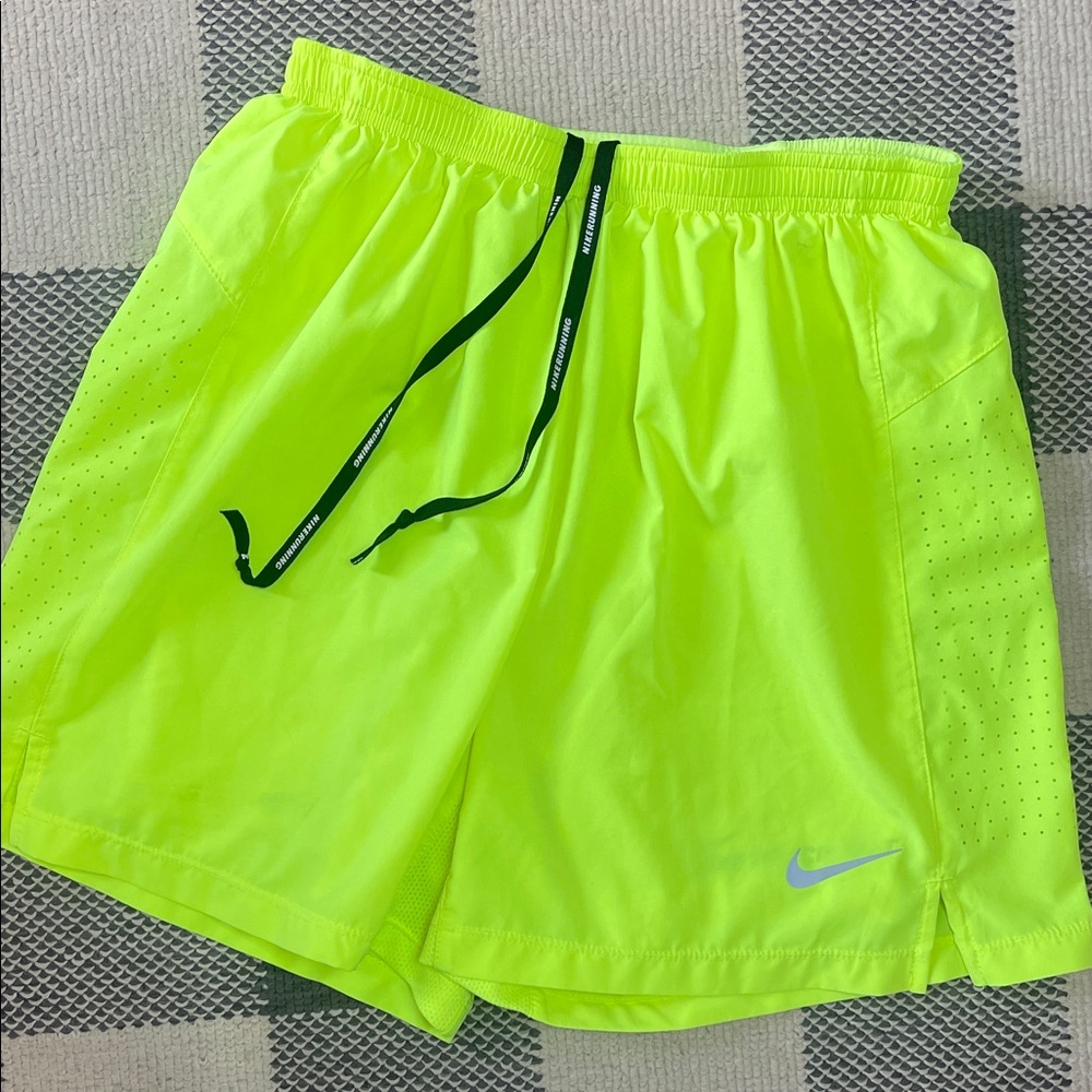 Nike Pro Combat Neon yellow green running shorts S